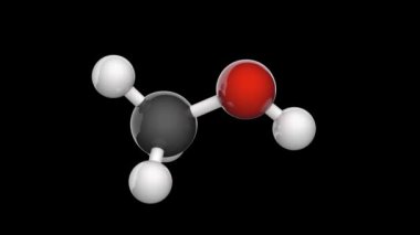 Metanol (diğerleri arasında metil alkol olarak da bilinir), CH3OH (genellikle MeOH olarak kısaltılır) formülü ile bir kimyasaldır. 3 boyutlu görüntüleme. Kusursuz döngü. RGB + şeffaf kanal (alfa kanal).