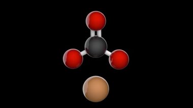 Bakır (II) karbonat veya küprik karbonat formülü CuCO3 olan kimyasal bir bileşiktir. 3 boyutlu görüntüleme. Kusursuz döngü. Siyah arkaplanda izole edilmiş ve döndürülmüş + şeffaf kanal (alfa kanal)).