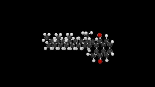 Chemická Struktura Vitamínu Phylloquinone Vzorec C31H46O2 Vykreslení Bezešvé Smyčky Model — Stock video