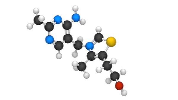 Witamina Tiamina Lub Aneuryna Ilustracja Model Struktury Chemicznej Piłka Kij — Zdjęcie stockowe