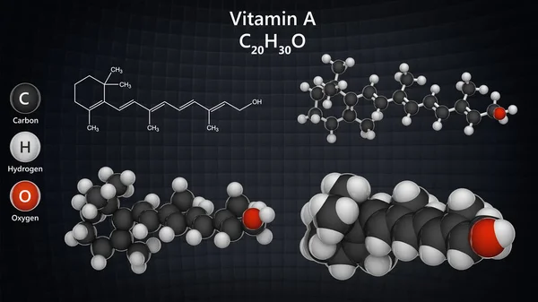 Vitamina Retinol Encontrado Alimentos Usado Como Suplemento Dietético Ilustração Modelo — Fotografia de Stock