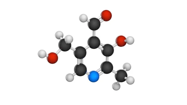 Molekulární Struktura Vitaminu Pyridoxal Ilustrace Model Chemické Struktury Ball Stick Royalty Free Stock Fotografie