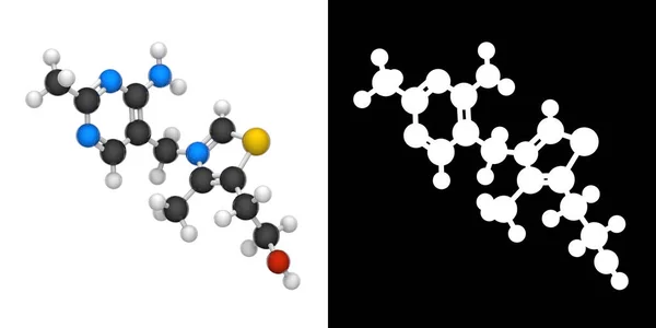 Vitamin Thiamin Nebo Aneurin Ilustrace Model Chemické Struktury Ball Stick — Stock fotografie