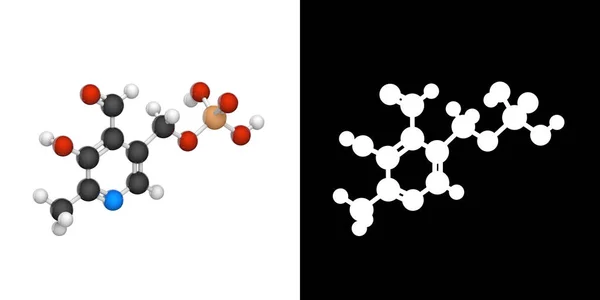 Moleculaire Structuur Van Vitamine Pyridoxaalfosfaat Illustratie Chemische Structuur Model Ball — Stockfoto