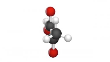 Pyruvic acid (C3H4O3) karbonhidratlar, proteinler ve yağların metabolizmasında bir ara bileşiktir. Kimyasal yapı modeli, top ve sopa. 3 boyutlu görüntüleme. Beyaz arkaplan.