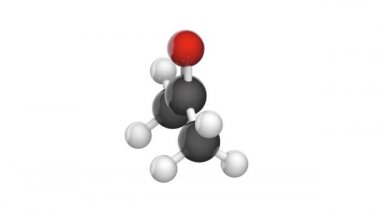 Yapısal kimyasal formül ve asetonun moleküler yapısı. C3H6O formülü. Kimyasal yapı modeli, top ve sopa. 3 boyutlu görüntüleme. Kusursuz döngü. Beyaz arkaplan.