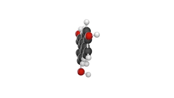 白藜芦醇的分子结构 抗氧化剂和潜在的化学还原活性 C14H12O3 结构模型 球和棒 3D渲染 无缝圈 白人背景 — 图库视频影像