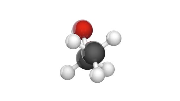 的结构 化学式和分子结构 方程式 C2H6O或C2Πoh 化学结构模型 球和棒 3D渲染 白人背景 — 图库视频影像