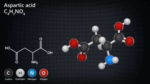 Kwas Asparaginowy Symbol Asp Lub Jest Aminokwasem Stosowanym Biosyntezie Białek — Wideo stockowe