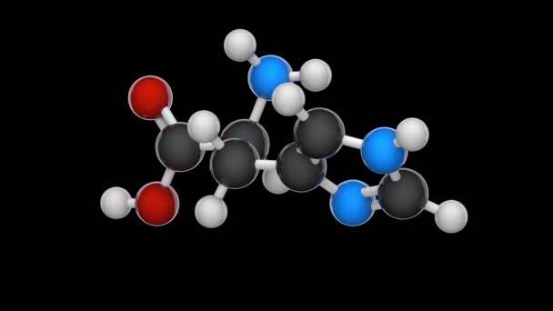 Histidina Símbolo His Aminoácido Que Usado Biossíntese Proteínas Fórmula C6H9N3O2 — Vídeo de Stock