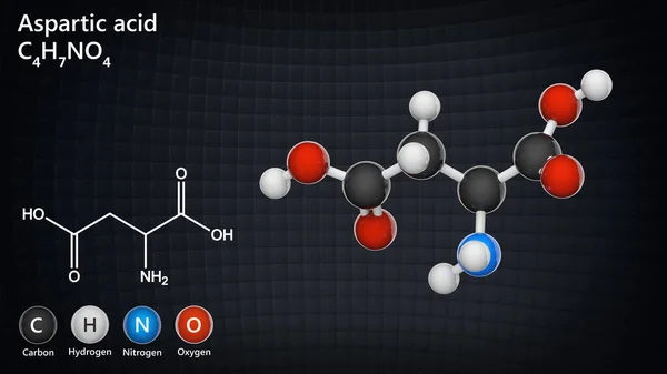 Ácido Aspártico Símbolo Asp Aminoácido Que Usado Biossíntese Proteínas Fórmula — Fotografia de Stock