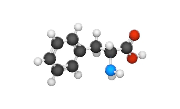 Fenylalanine Een Aminozuur Met Als Brutoformule C9H11No2 Illustratie Chemische Structuur — Stockfoto