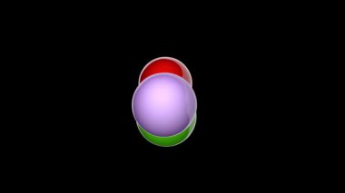 Lityum hipoklorit (moleküler formül LiClO veya Cllio). 3 boyutlu görüntüleme. Kusursuz döngü. Kimyasal yapı modeli, top ve sopa. RGB + Alpha (Şeffaf) kanalı.
