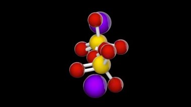 Sodyum persülfat (sodyum peroksodisülfat), Na2S2O8. Suda çözünen beyaz bir katıdır. 3 boyutlu görüntüleme. Kusursuz döngü. Kimyasal yapı modeli, top ve sopa. RGB + Alpha (Şeffaf) kanalı.