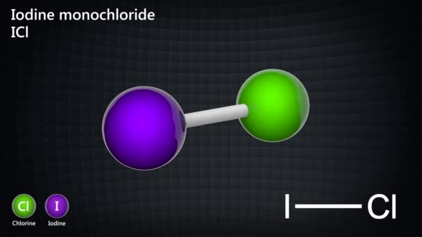 Iodine Monochloride Interhalogen Compound Formula Icl Cli Render Seamless Loop — Stock Video