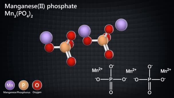 Manganeso Fosfato Difosfato Manganeso Fórmula Mn3 Po4 Mn3O8P2 Representación Lazo — Vídeo de stock