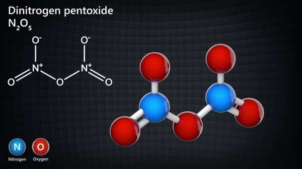 Dinitrogeenpentoxide Stikstofpentoxide Formule N2O5 Andere Namen Stikstofanhydride Nitroniumnitraat Weergave Naadloze — Stockvideo