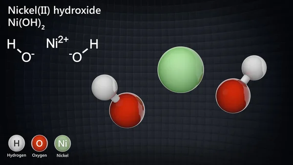 Hidróxido Níquel Fórmula H2Nio2 Composto Verde Cristalino Inorgânico Ilustração Modelo — Fotografia de Stock