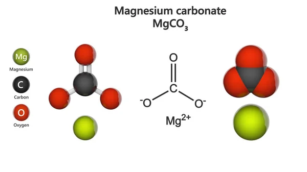 Carbonato Magnésio Mgco3 Magnesia Alba Sal Inorgânico Ilustração Modelo Estrutura — Fotografia de Stock