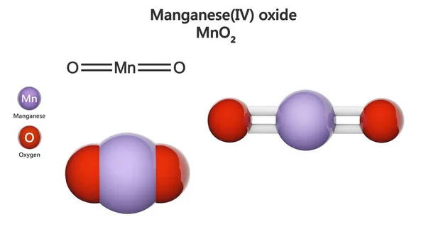 Óxido Manganês Composto Inorgânico Com Fórmula Mno2 Ilustração Modelo Estrutura — Fotografia de Stock