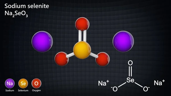 Selenito Sodio Compuesto Inorgánico Con Fórmula Na2Seo3 Ilustración Modelo Estructura — Foto de Stock