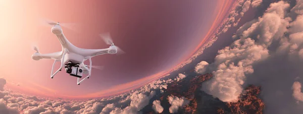 Elektrický Bezpilotní Letoun Letí Obloze Ilustrace Stock Obrázky