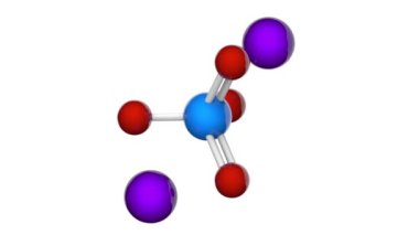 Sodyum tungstate, Na2WO4 formüllü inorganik bileşiktir. 3 boyutlu görüntüleme. Kusursuz döngü. Kimyasal yapı modeli, top ve sopa. Beyaz arkaplan.