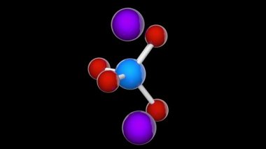 Sodyum tungstate, Na2WO4 formüllü inorganik bileşiktir. 3 boyutlu görüntüleme. Kusursuz döngü. Kimyasal yapı modeli, top ve sopa. RGB + Alpha (Şeffaf) kanalı.