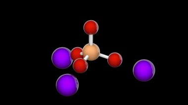 Trisodyum fosfat (TSP), formül Na3PO4 veya Na3O4P. TSP yağ ya da gıda katkı maddesi olarak kullanılır. 3 boyutlu görüntüleme. Kusursuz döngü. Kimyasal yapı modeli, top ve sopa. RGB + Alpha (Şeffaf) kanalı.