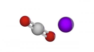 Sodyum alüminat (formül NaAlO2 veya AlnaO2). Diğer isimler: sodyum alüminyum oksit, sodyum metaalüminat. 3 boyutlu görüntüleme. Kusursuz döngü. Kimyasal yapı modeli, top ve sopa. Beyaz arkaplan.