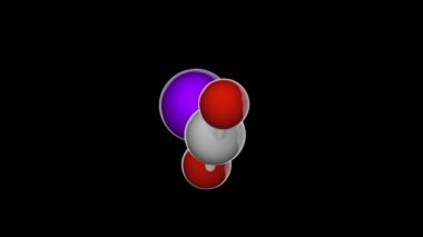 Sodyum alüminat (formül NaAlO2 veya AlnaO2). 3 boyutlu görüntüleme. Kusursuz döngü. Kimyasal yapı modeli, top ve sopa. RGB + Alpha (Şeffaf) kanalı.