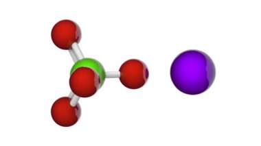 Sodyum perklorat (sodyum hiperklorat). NaClO4 veya ClNaO4 kimyasal formülü ile inorganik bileşiktir. 3 boyutlu görüntüleme. Kusursuz döngü. Kimyasal yapı modeli, top ve sopa. Beyaz arkaplan