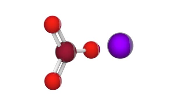 溴酸钠 一种无机化合物 其化学配方为Nabro3或Brnao3 3D渲染 无缝隙 化学结构模型 白人背景 — 图库视频影像