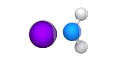 Sodyum amid (sodamid veya sodyum azanide), formülü NaNH2 veya H2NNa olan bir inorganik bileşiktir. 3 boyutlu görüntüleme. Kusursuz döngü. Kimyasal yapı modeli, top ve sopa. Beyaz arkaplan