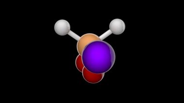 Sodyum hypophosphite (NaPO2H2), hipoposfor asidinin sodyum tuzu. 3 boyutlu görüntüleme. Kusursuz döngü. Kimyasal yapı modeli, top ve sopa. RGB + Alpha (Şeffaf) kanalı.
