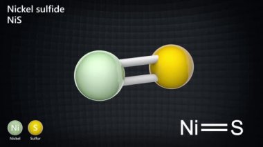 Nikel sülfit, NiS inorganik bileşiğidir. Doğada Millerite minerali olarak bulunur. 3 boyutlu görüntüleme. Kusursuz döngü. Kimyasal yapı modeli: Top ve Sopa.