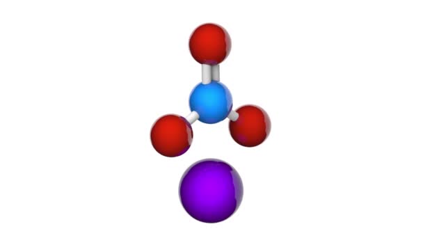 硝酸ナトリウム 式Nano3またはNnao3 ソーダニッター ペルー塩水 立方ニッター 3Dレンダリング シームレスなループだ 化学構造モデル ボールとスティック — ストック動画