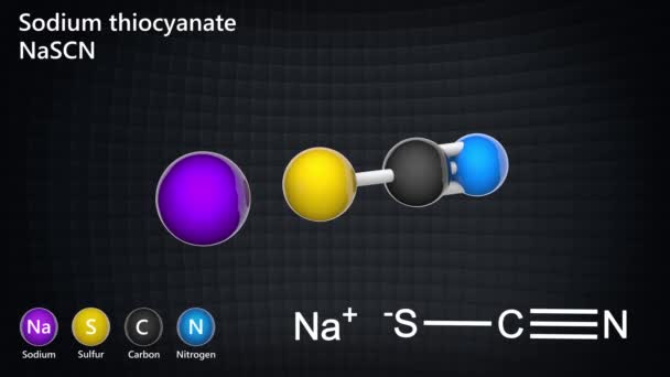 Sodium Thiocyanate Formula Nascn Cnnas Other Names Sodium Rhodanide Sodium — Stock Video