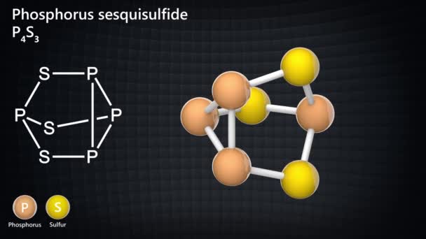 Сесквизульфид Фосфора Является Неорганическим Соединением Формулой P4S3 Жёлтое Кристаллическое Твёрдое — стоковое видео