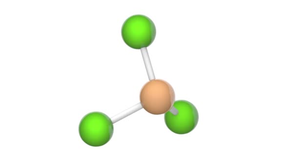 三氯化磷 配方Pcl3或Cl3P 用于制造农药 医药产品 3D渲染 无缝圈 化学结构模型 球和棒 白人背景 — 图库视频影像