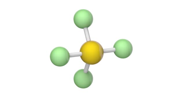 硫黄四ふっ化硫黄 Sf4式またはF4S 独特の硫黄臭を持つ無色のガスです 3Dレンダリング シームレスなループだ 化学構造モデル ボールとスティック — ストック動画