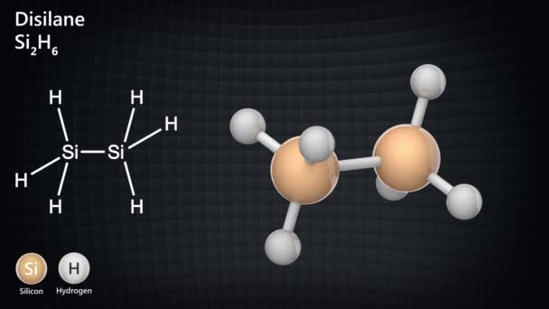 ジシランは化学式Si2H6またはH6S2を持つ化合物である 3Dレンダリング シームレスなループだ 化学構造モデル ボールと棒 — ストック動画