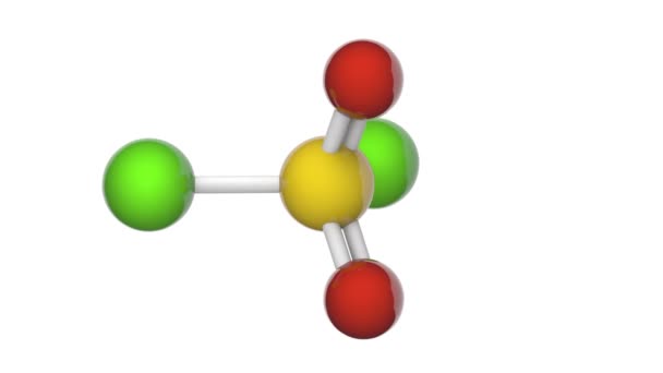 塩化スルホリル 塩化スルホリル So2Cl2又はCl2O2Sの公式 刺激臭のある無色の液体です 3Dレンダリング シームレスなループだ 化学構造モデル ボールとスティック — ストック動画