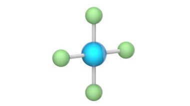Xenon tetrafluoride, formül XeF4 veya F4Xe. Çürüme için kullanılan silikon kauçuk. 3 boyutlu görüntüleme. Kusursuz döngü. Kimyasal yapı modeli, top ve sopa. Beyaz arkaplan