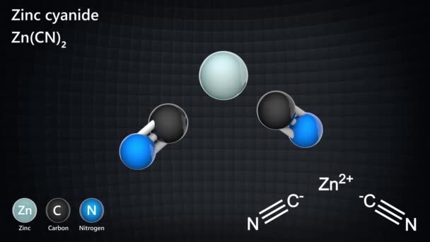 Zinc Cyanide Formula C2N2Zn White Solid Used Electroplating Zinc Render — Stock Video