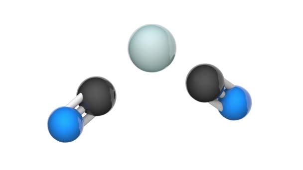 亜鉛シアン化物 式Zn 2またはC2N2Zn 亜鉛めっきに使用される白色の固体です 3Dレンダリング シームレスなループだ 化学構造モデル ボールとスティック — ストック動画