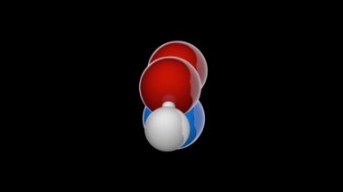 Nitroz asit (Hydroxidooxidonitrogen) zayıf ve monoprotik asittir. Moleküler formül HNO2. 3 boyutlu görüntüleme. Kusursuz döngü. Kimyasal yapı modeli, top ve sopa. RGB + Alpha (Şeffaf) kanalı