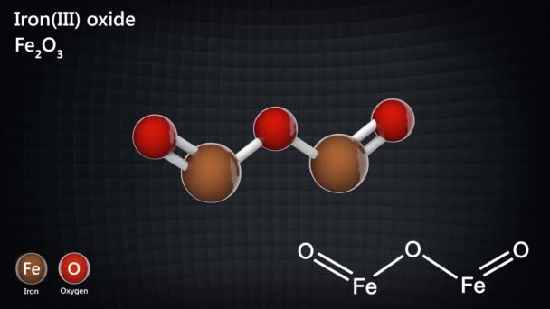 Ijzer Iii Oxide Ijzeroxide Hematiet Ijzerijzer Rood Ijzeroxide Rouge Formule — Stockvideo