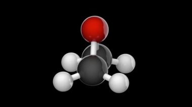 Ethylene oxirane (Epoxyethane veya Oxacyclopropane) formülü C2H4O olan organik bir bileşiktir. 3 boyutlu görüntüleme. Kusursuz döngü. RGB + Alpha (Şeffaf) kanalı