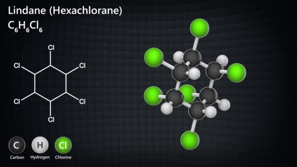 Lindano Hexaclorano Fórmula C6H6Cl6 Utiliza Como Insecticida Para Troncos Madera — Vídeo de stock